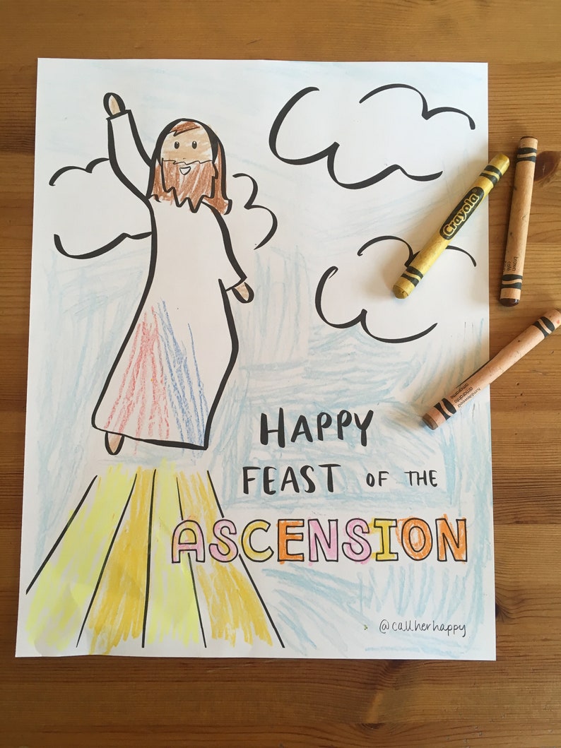 Ascension Sunday printable coloring page sheet lazy liturgical year catholic resources for kids feast day prayer activities jesus image 1