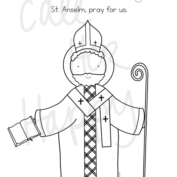 St. Anselm worksheet printable coloring page sheet liturgical year catholic resources for kids feast day prayer activities jesus