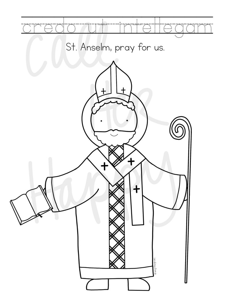St. Anselm worksheet printable coloring page sheet liturgical year catholic resources for kids feast day prayer activities jesus image 1