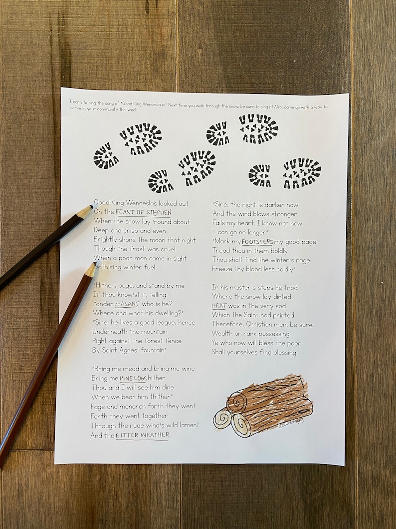 St Wenceslas Christmas Carol Printable Coloring Page Sheet Liturgical ...