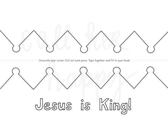 Christ The King Crown Printable Coloring Page Sheet Lazy Etsy Israel
