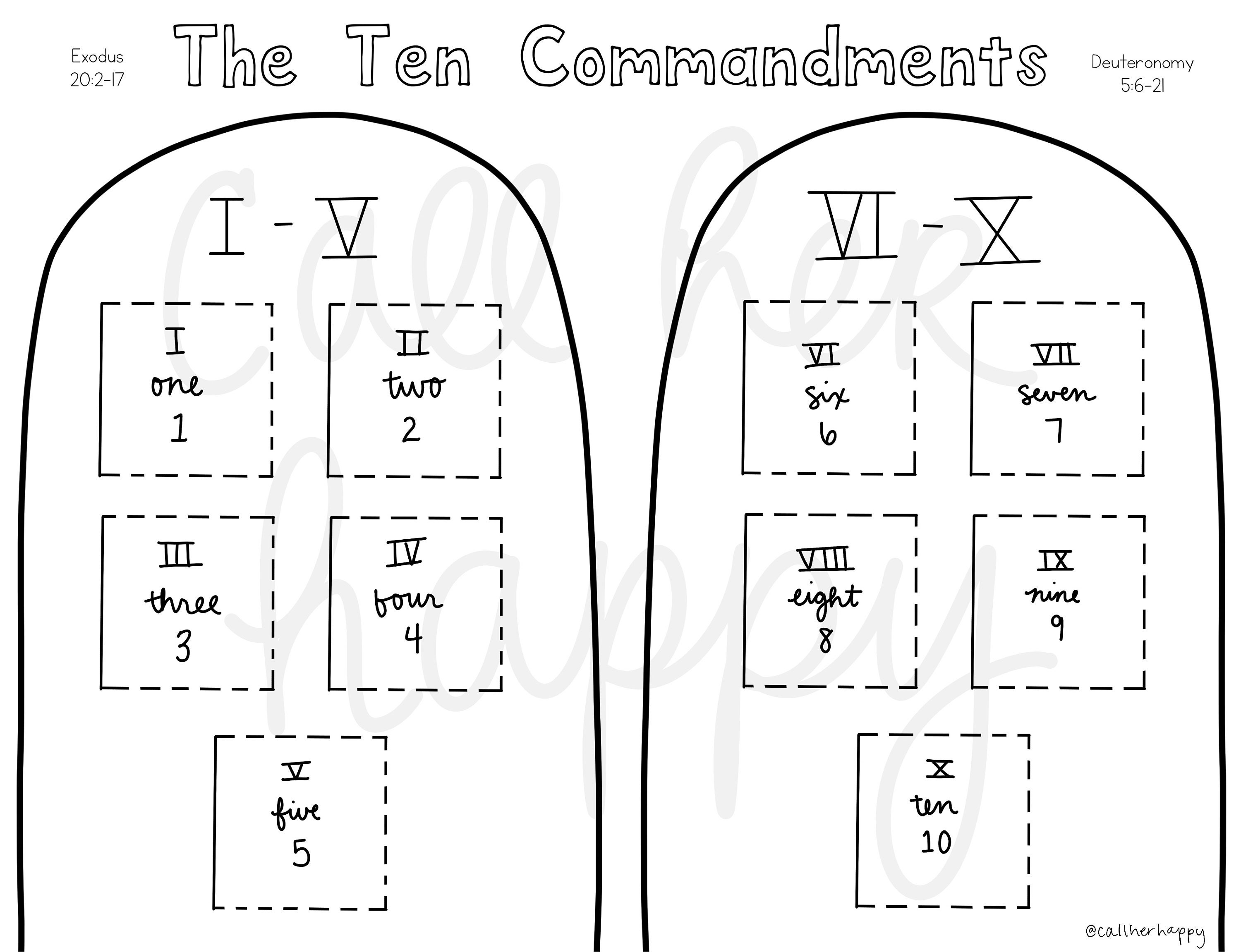 10 Ten Commandments Sunday School Moses Printable Coloring - Etsy