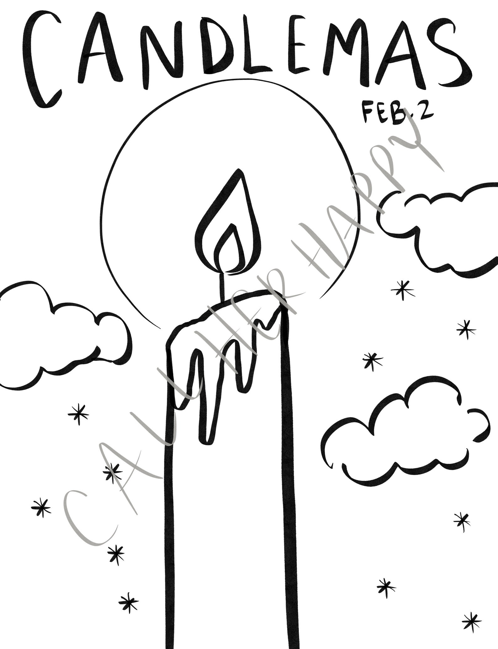 Candlemas Coloring Sheet Groundhogs Day Presentation of Our | Etsy