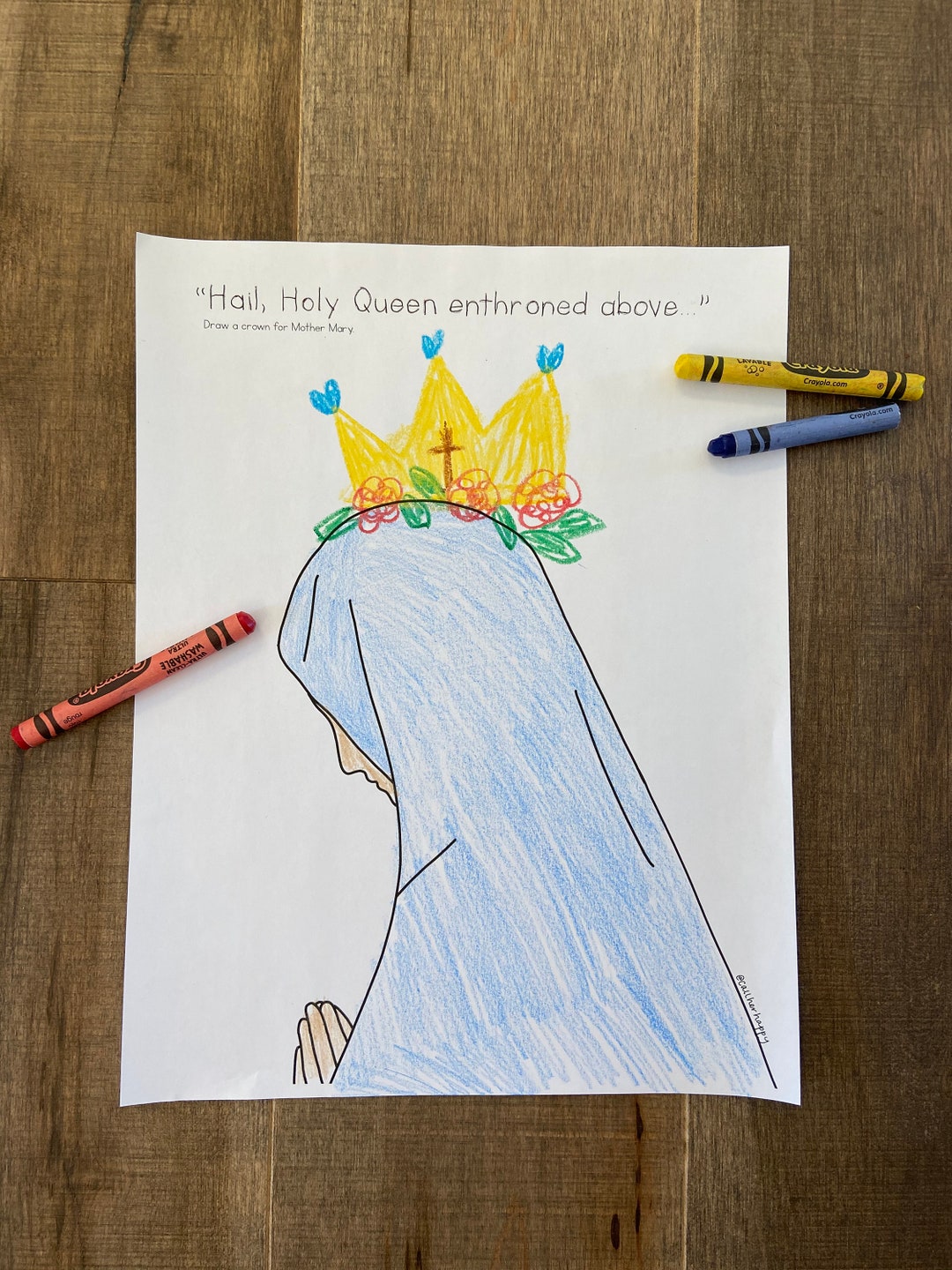 Queenship of Mary Worksheet Printable Coloring Page Sheet Liturgical Year Catholic Resources for ...