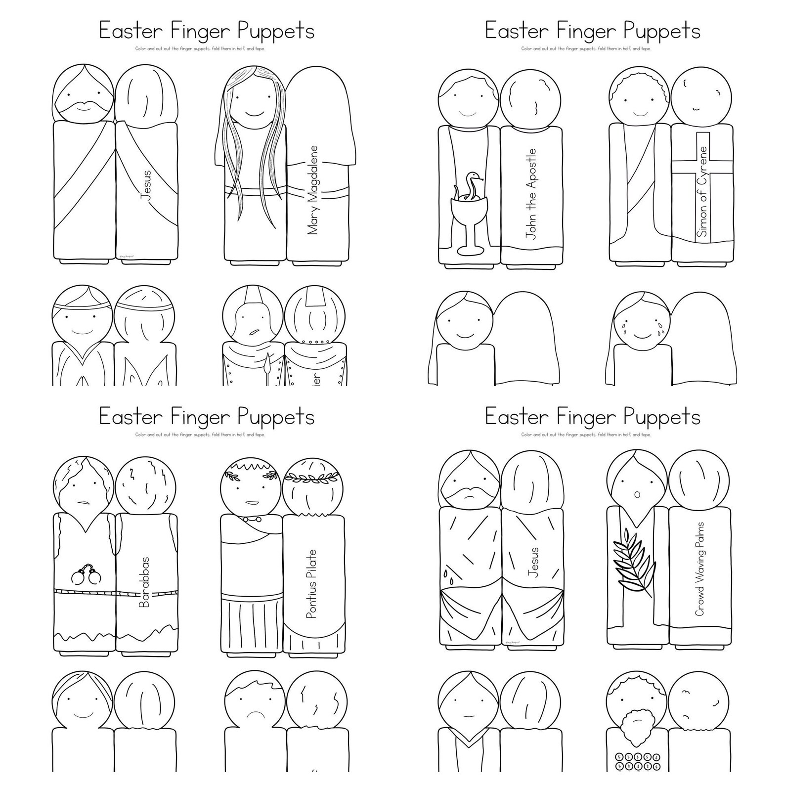 Easter stations cross Bible story finger puppets worksheet Etsy