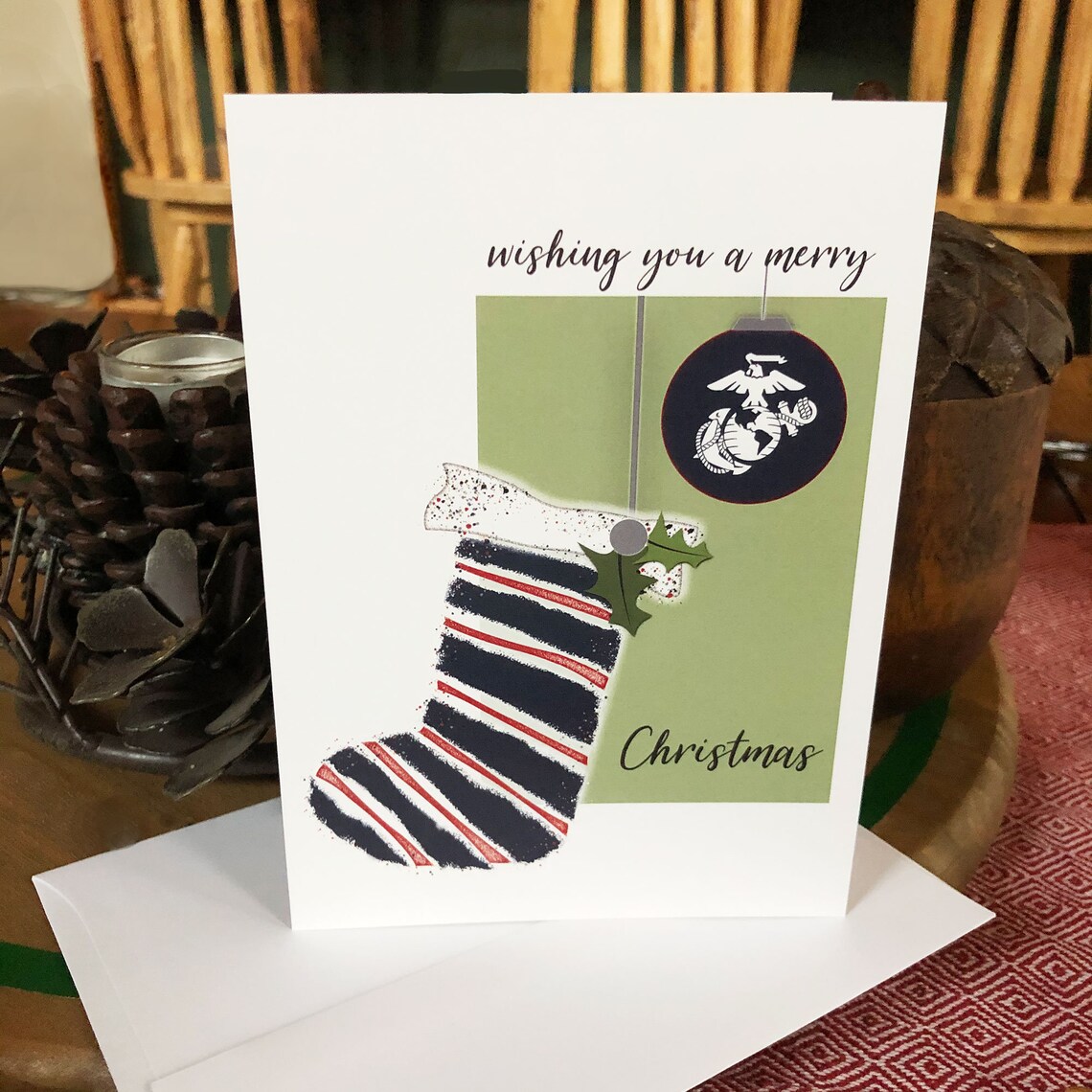 USMC Military Christmas Greeting Card MERRY MARINE 5 x 7 | Etsy