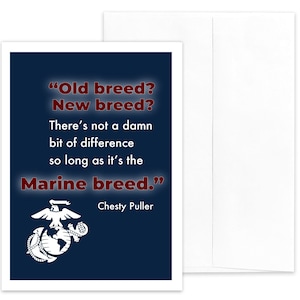 Military Greeting Card For Marines CHESTY PULLER QUOTE Marine Breed 5 x 7 Includes Envelope Individual Card