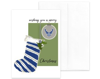 MERRY USAF AIRMAN - Air Force Military Christmas Greeting Card - 5” x 7” Includes Envelope - by 2MyHero®
