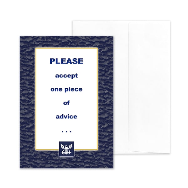 SAILOR ADVICE - Humorous US Navy Military Encouragement Greeting Card - 5” x 7” Includes Envelope