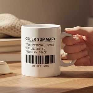 Order Summary Barcode Mug | Funny Introvert Gift | 11 oz