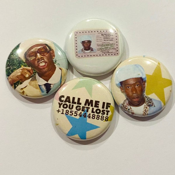 TYLER the CREATOR, Call Me If You Get Lost Set of Four 1” Metal Pinback Buttons