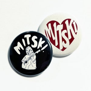 Custom Set of Two 1.5” Metal Pinback Buttons Red and White and Black and White