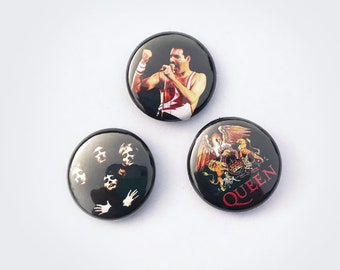 QUEEN Set of Three 1” Metal Pinback Buttons