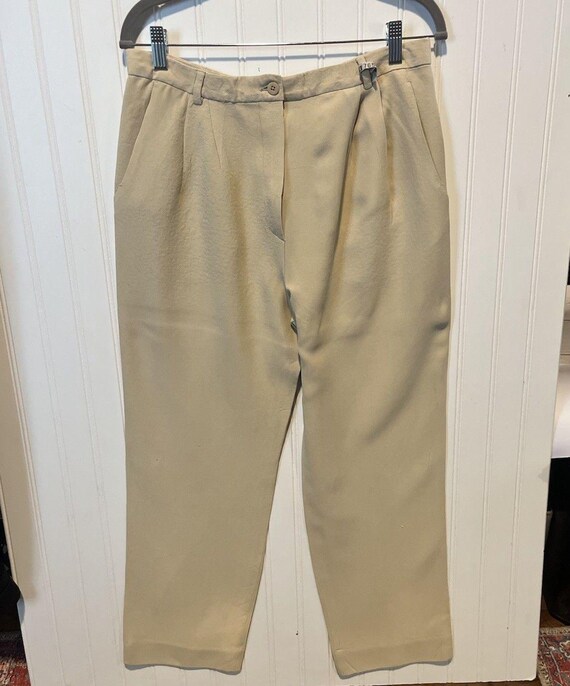 Armani Collezioni, Giorgio Armani Le Collezioni Vintage Women’s Lightweight Wool Pleated Dress Pants Beige 14