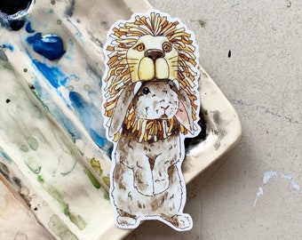 Blue-eyed White Lionhead Rabbit Sticker Cute White Bunny - Etsy