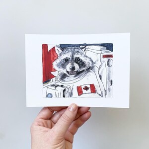 Raccoon Astronaut 5x7 Watercolour Print