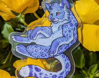 Snow Leopard Acrylic Charm Keychain
