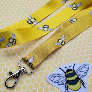 Honey Bee Lanyard - bumblebee honeycomb pattern