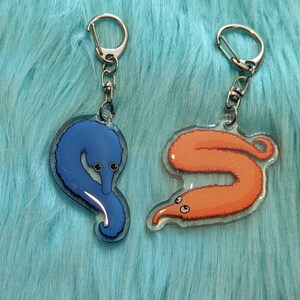 Worm on a String Epoxy Acrylic Charm Keychain