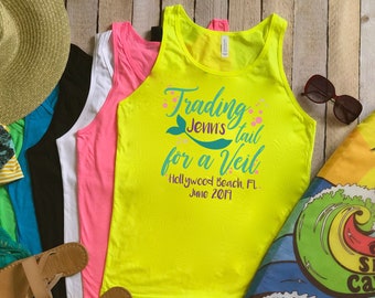 Trending Tail for a Veil Tank Tops, Beach Tanks, Neon Party Tanks, Summer Tank Tops, Customized Tank Tops for Women, Bridesmaids Tanks