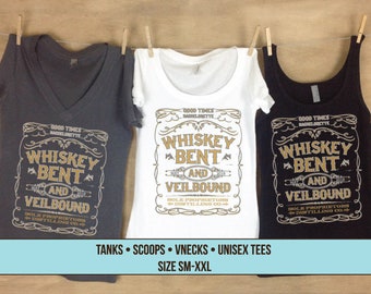 Whiskey Bent and Veil bound Shirts & Tank, Bachelorette Shirts for Women, Bridal Shower Shirts/ Tanks for Women, Girl's Shirts and Tank Set