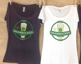 I Got Shamrocked bachelorette party St. Patrick's Day themed personalized shirts - MJB1