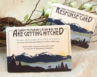 Rocky Mountains 5x7 Craftsman Invitation with RSVP Postcard & Envelope: Get Started Deposit or DIY Payment