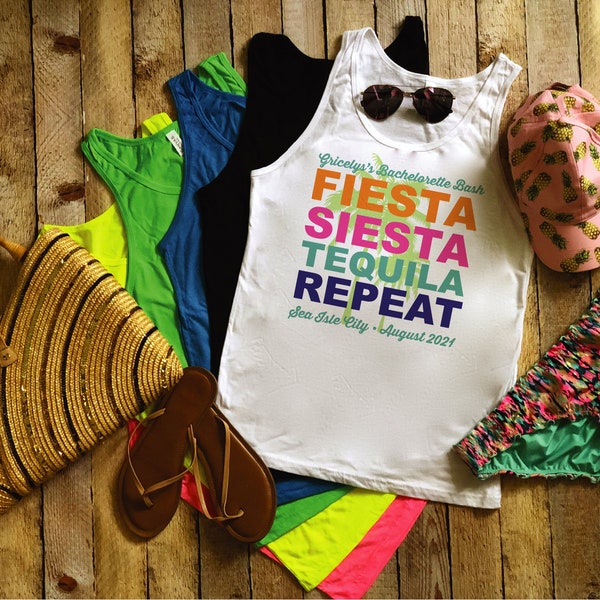 Fiesta Siesta Tequila Themed Tank Top, Bachelorette Party Tank Tops, Women Tank Tops Set, Bridesmaid Tank Tops, Funny Bachelorette Tank Tops
