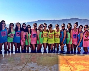 Set of Personalized Beach Bash Tanks - Bachelorette Tanks neon - Custom Designed Tanks - Personalized Bridal Party Shirts