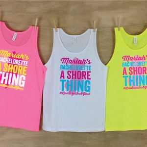 A Shore Thing-New Jersey Bachelorette Beach Tank Set, Neon Bachelorette Party Tank Top, Bridal Party Tanks, Summer Tank Top, Women Tank Tops