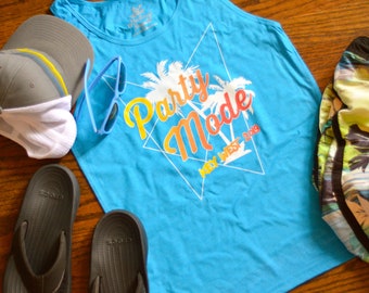 Party Mode Beach Tank/ Beach Trip Tanks/ Spring Break Beach Tanks/ Girls Weekend Shirt/ Bachelorette Gifts/  Custom Tanks/ Beach Bash Tanks