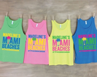 Miami Beaches Bachelorette Beach Tanks/ Bachelorette Bash Tank Tops/ Personalized Bachelorette Beach Tank Sets/ Bridal Shower Tank Top Sets
