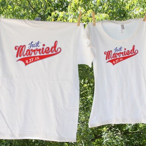 Sporty Just Married Shirts with date// two shirt set image 1