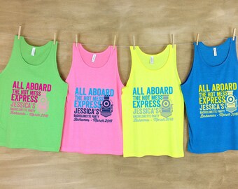 Hot Mess Express Personalized Beach Women Tanks- Bachelorette Party Tank Tops- Customized Tank Tops, Bride Tribe Tanks, Bride Squad Tanks