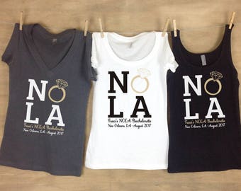 NOLA Diamond Ring Bachelorette Shirts & Tank Set- Personalized Bridesmaids Shirts- Summer Tank Top- Bachelorette Party Tank Shirt and Tanks