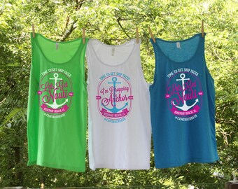 Let's Get Nauti / Ship faced / Nautical Bachelorette Party Beach Cover Up Tank Sets / Girls Weekend / Matching Tanks / Anchor Bride Tanks