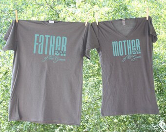 Father and Mother of the Groom Classic Droid with Date Matching Shirts - two wedding party shirts