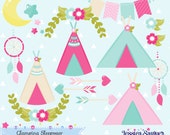glamping clipart for camping party or sleepover, crafts, and products