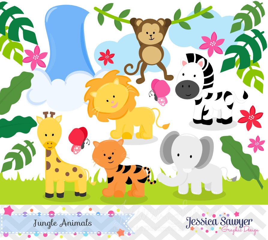 INSTANT DOWNLOAD jungle animal clip art for personal and | Etsy