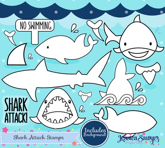 20FOR20, shark digital stamps and clipart for personal and commercial use Il_570xn