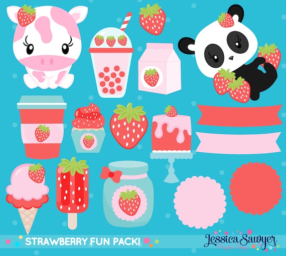 20FOR20 - Strawberry Clipart, Kawaii clipart, Strawberry png, baking clipart, strawberry art, commercial and personal use Il_570xn