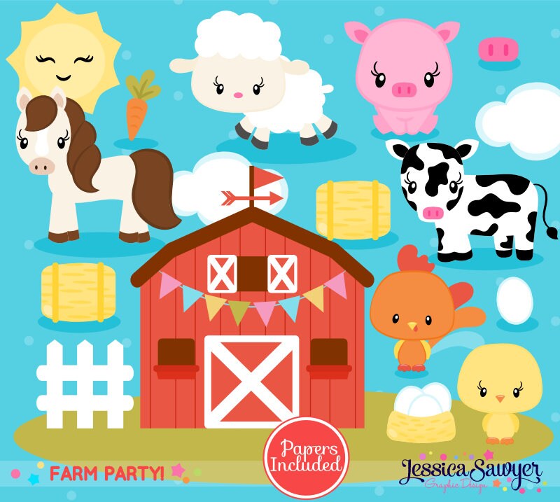 INSTANT DOWNLOAD Farm Clipart and Vectors | Etsy