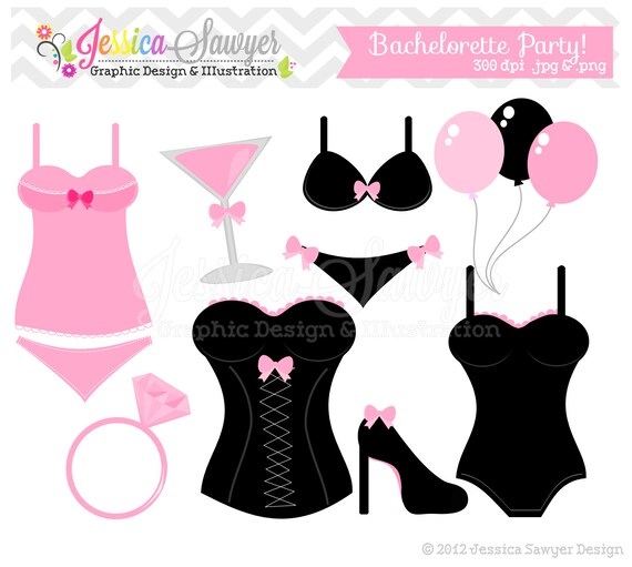20FOR20, Bachelorette party clip art - bridal shower clip art - lingerie clip art - commercial use Il_570xn
