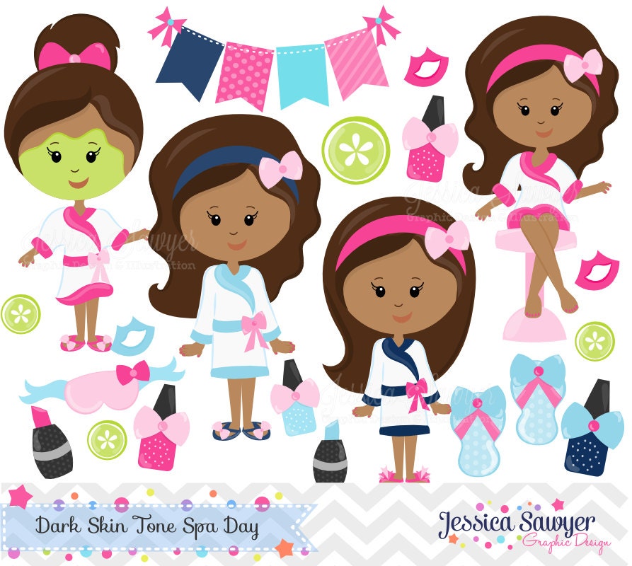 Buy 20FOR20 Dark Skin Tone Spa Clipart and Vectors for Personal Online in  India - Etsy