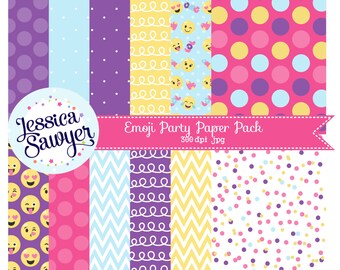 20FOR20, emoji party digital papers for planner stickers, products, and crafts