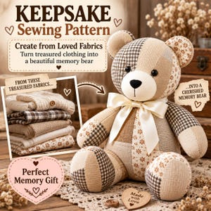 Nähanleitung für einen neutralen Patchwork-Erinnerungsbären (PDF), 14 & 18 Zoll (35,5 & 45,7 cm), A4/US Letter A0, Schritt-für-Schritt-Anleitung Bild 5