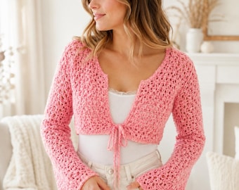 Crochet Lace Bolero Cardigan Pattern, XS-5XL Sizes (PDF Download)