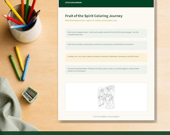 Fruit of the Spirit Coloring Pages for Kids Ages 3-8, Printable Christian Activity Pack, Bible PDF