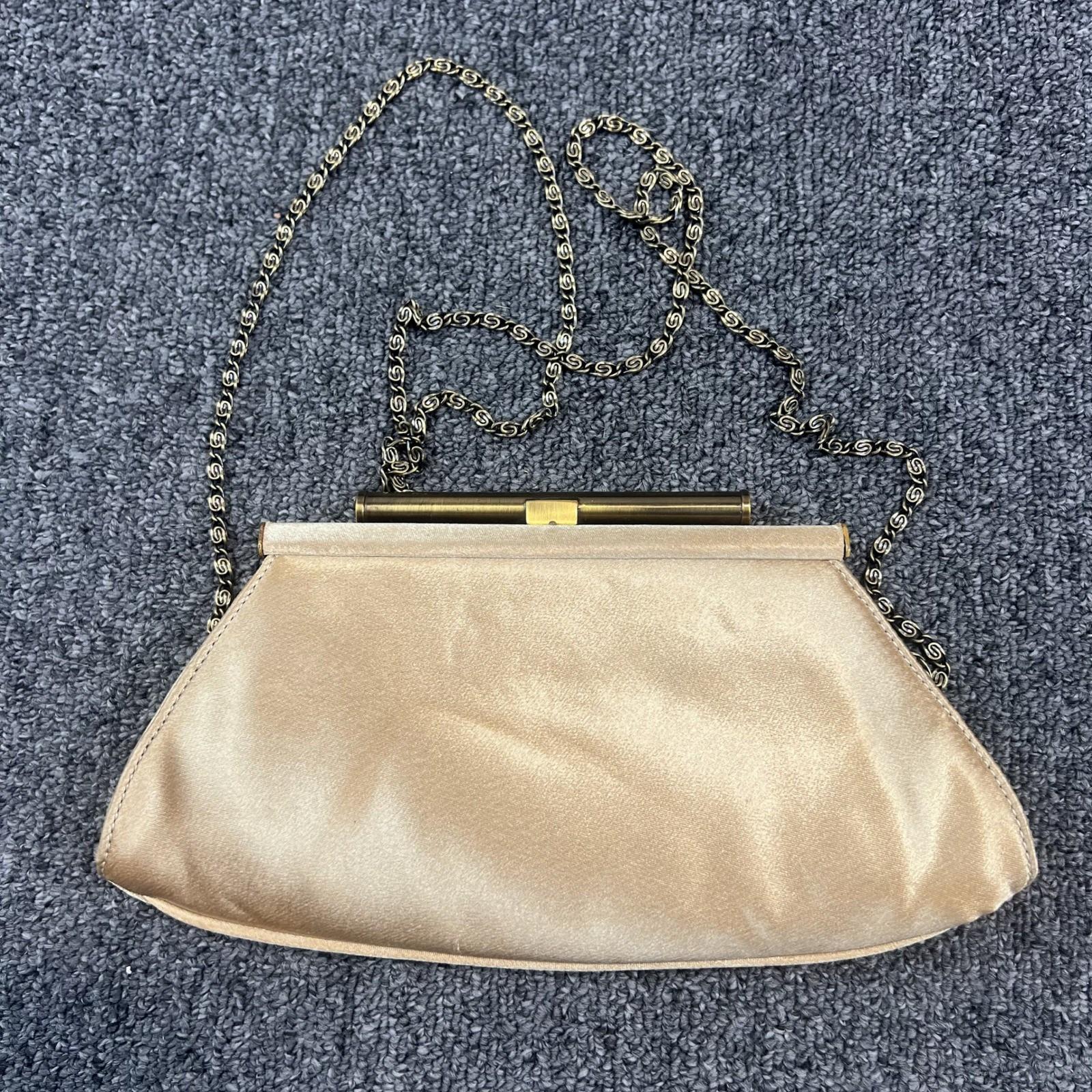Carlo Fellini Vintage Evening Clutch Bag Gold Satin Chain Strap Wedding Glam — photo 2