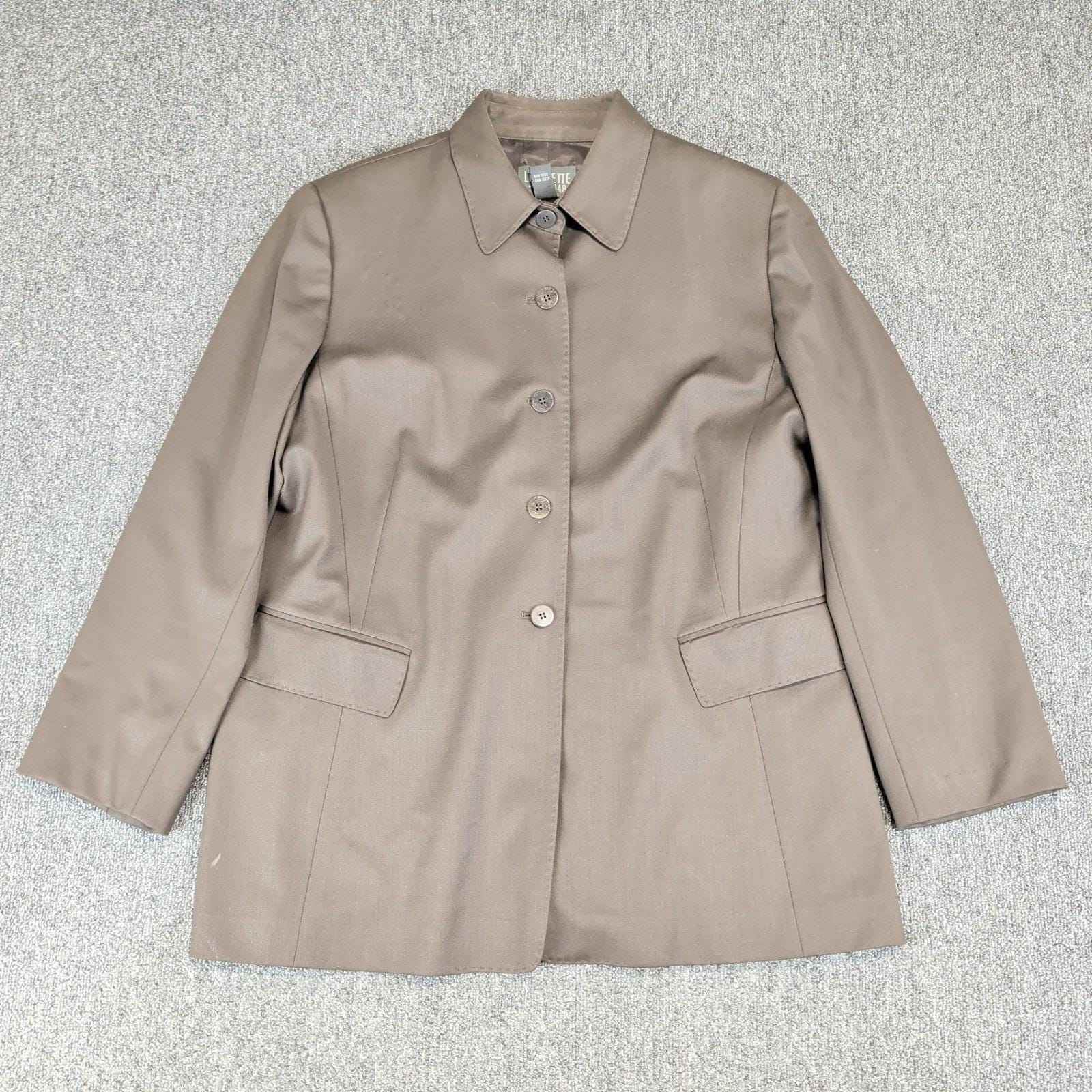 Lafayette 148 Vintage 90s Blazer Women 16 Brown New Wool Stretch Jacket USA Made — photo 2